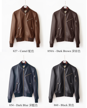 Load image into Gallery viewer, Men's Lambskin Zipper Pockets Bomber Jacket