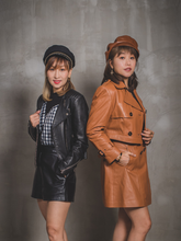 Load image into Gallery viewer, Women's Leather Biker Jacket With Quilted Shoulder