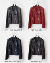 Load image into Gallery viewer, Women's Leather Biker Jacket With Quilted Shoulder