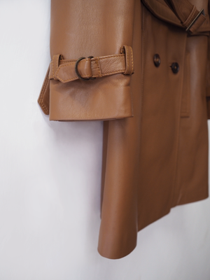 Women's Detachable Leather Trench Coat