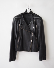 Load image into Gallery viewer, Women&#39;s Leather Biker Jacket With Quilted Shoulder
